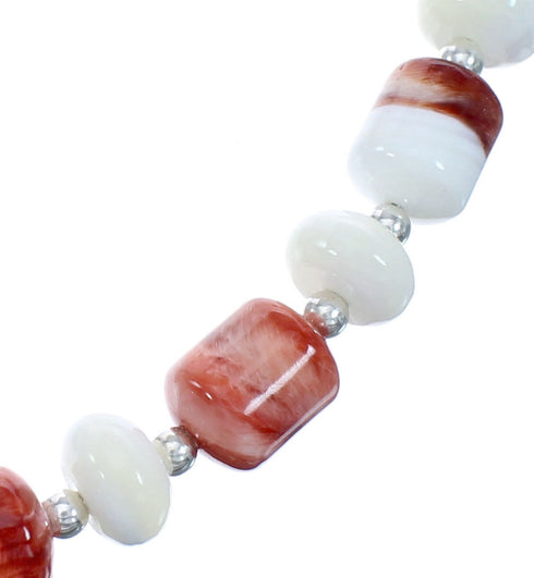 Southwest Sterling Silver Mother of Pearl Oyster Shell Bead Necklace JX121462
